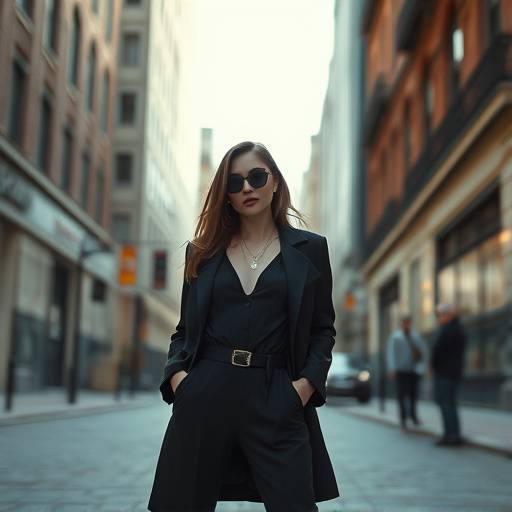 Fotograma de un fashion film con una modelo posando en una ubicación urbana con estilo